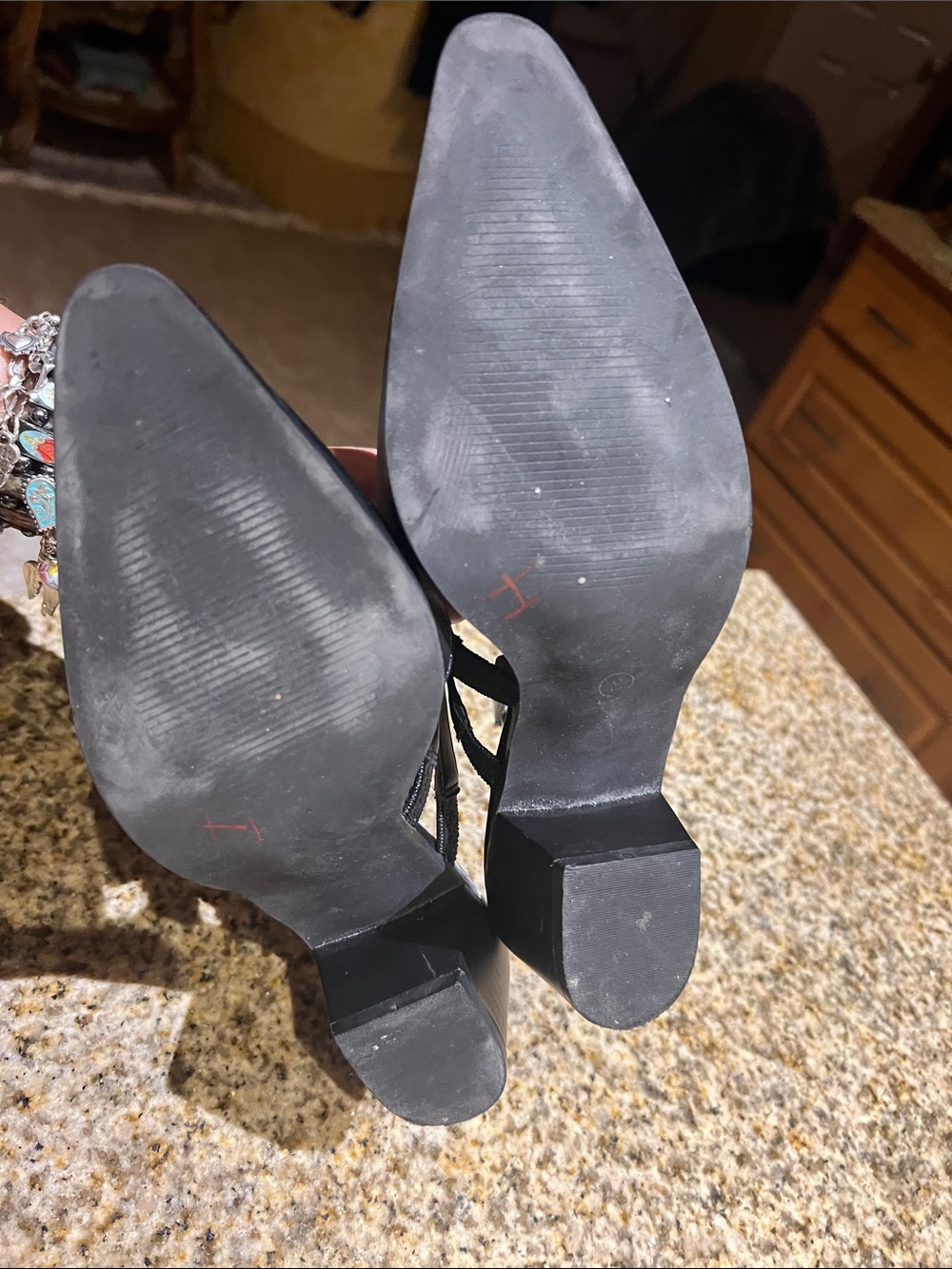Women’s Black Pointed Slingback Heels with Double Straps - Picture 4 of 6